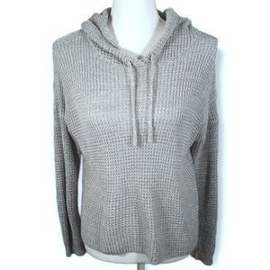 HIPPIE ROSE GRAY WAFFLE KNIT HOODIE SZ.L EUC